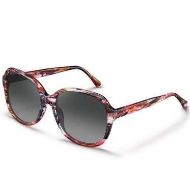 Imagem de CARFIA Óculos de sol grandes curvos polarizados de acetato para mulheres, proteção UV, óculos de sol femininos retrô fashion óculos de segurança para dirigir, 7. Armação tartaruga, lente cinza