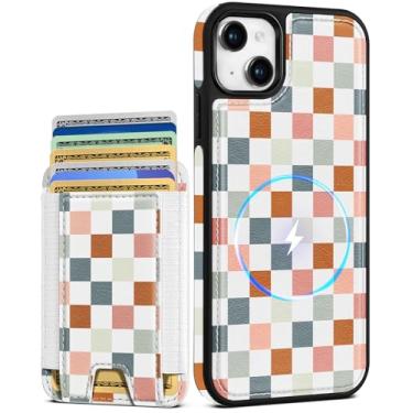Imagem de Shorogyt Capa carteira para iPhone 15 – Serve para 7 cartões, compatível com Magsafe Suporte magnético destacável para cartão de crédito de couro bonito capa de telefone feminina meninas para Apple 15