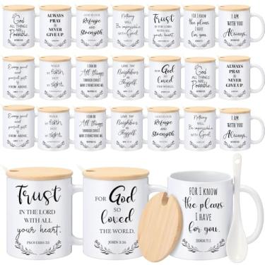 Imagem de Sunnychicc 24 conjuntos de canecas de café cristãs de Natal em massa versículo bíblico canecas de café canecas de café religiosas presentes de agradecimento inspiradores para mulheres homens