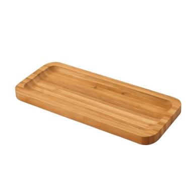 Imagem de Petisqueira Retangular de Bambu, Bandeja para Servir, Natural, 26cm, Base Plana com Bordas Elevadas