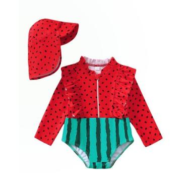 Imagem de Maiô SUNNY PIGGY Baby Girl de manga comprida com babado 0-2y