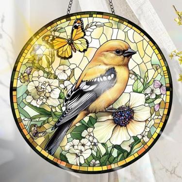 Imagem de Acrílico colorido Suncatcher, decoração de janela suspensa de pássaros com design de vitral impresso, apanhador de sol, arte de parede de arco-íris, ideia de presente e ornamento de jardim, uso