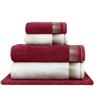 Imagem de ‌Toalhas de Banho – Set de 5 Peças Algodão Absorvente(Terracota + Branco)