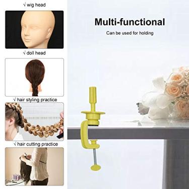 Imagem de Cabeça de boneca braçadeira de mesa peruca suporte braçadeira manequim cabeça suporte de mesa titular manequim cabeça braçadeira titular altura ajustável braçadeira de mesa