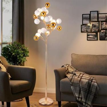 Imagem de Luminária de chão contemporânea de luxo em cerâmica com design floral, LED, estilo campestre francês, criativa, para sala de estar, quarto, quarto de menina, casa de campo (Estilo 6)