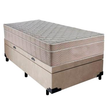 Imagem de Cama Box Baú Suede Solteiro + Colchão Sereneprime Molas Ensacadas 88x188x69 Cor:bege