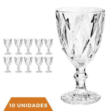 Imagem de Copo Taça Vidro Diamante Transparente Para Agua 300ml 10Un - ECO'S