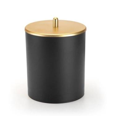Imagem de Lixeira Multiuso Preta 5 Litros com Tampa Dourado Fosco - Arthi