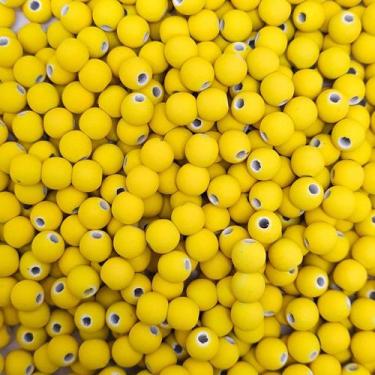 Imagem de Miçanga Passante Bola Emborrachada Plástico Amarelo 8mm 10pçs 4g - Mac