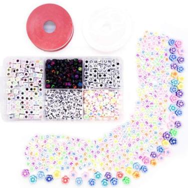 Imagem de Kit Bijuteria Pulseira Dadinho Letras  500 Pçs + Caixa Divisória Miçan