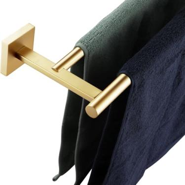 Imagem de KOKOSIRI Barras de toalha de banheiro Suportes de toalha de banho duplos para suporte de parede de armário de cozinha de banheiro 61 cm aço inoxidável dourado escovado B5005BG-L24