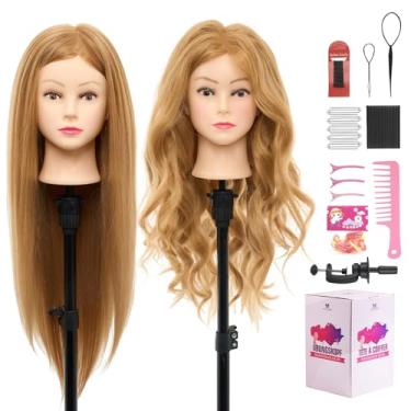 Imagem de Cabeça de manequim Neverland Beauty com 80% cabelo humano real - 71 cm Cosmetologia Cabeleireiro Treinamento Cabeça Prática Boneca Cabeça Manequim Styling Cabeça Manequim Trança Manequim Cabeça