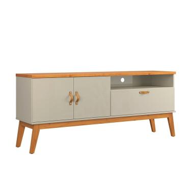 Imagem de Rack Estante Sirius 1.6 3 Portas Portas Para TV Até 60 Polegadas Off White com Cinamomo