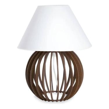 Imagem de Abajur Bola Mdf Marrom Cúpula Sala Cozinha Quarto Esc 127/22