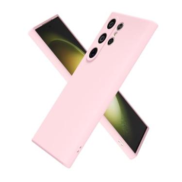 Imagem de oakxco Capa de silicone para Samsung Galaxy S23 Ultra, ultrafina para mulheres e meninas, cor lisa lisa minimalista estética fofa design feminino, gel de borracha macia com capa para câmera, rosa