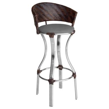 Imagem de Banqueta Alta Conforto De Alumínio E Fibra Sintética Pedra Ferro/cinza