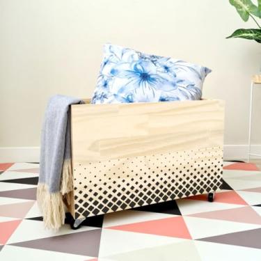 Imagem de Caixote Organizador com Rodas 30x30x50cm - Cesto Organizador de Brinquedos e Roupas - Madeira Pinus(CX018)