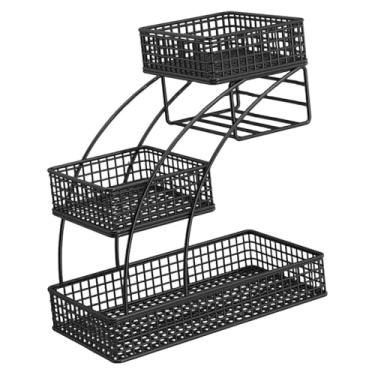 Imagem de Bothyi Cesta de Frutas, Legumes, Pães E Lanches com 3 Níveis, Organizador de Cozinha Elegante E Multifuncional, Fruteira para Mesa de Jantar E Festas, Preto