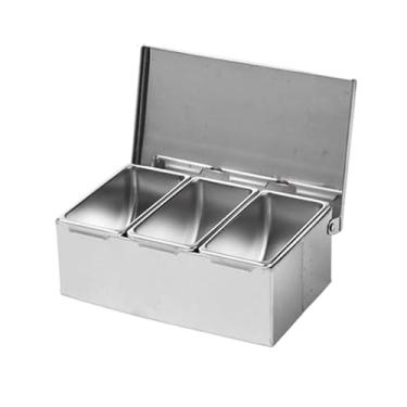 Imagem de Bothyi Porta-condimentos em aço inoxidável, fácil de limpar, multifuncional, ideal para casa e festas, 3 Grades