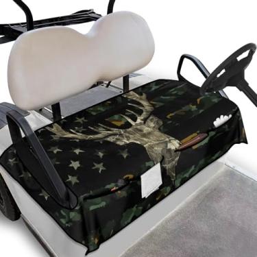 Imagem de TOADDMOS Capas de assento de carrinho de golfe com bandeira camuflada, antiderrapante, elástico, para carro de clube, com 4 bolsos, lavável, conveniente, ajuste universal para a maioria dos assentos