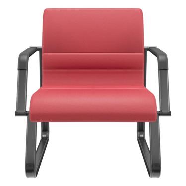 Imagem de Cadeira de Escritório Recepção com Braço Fixa Preta Lev P03 Vinil Vermelho - Lyam Decor