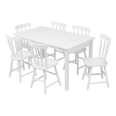 Imagem de Mesa De Jantar Ditália Com 6 Cadeiras Ja-225 Cor:branco Branco