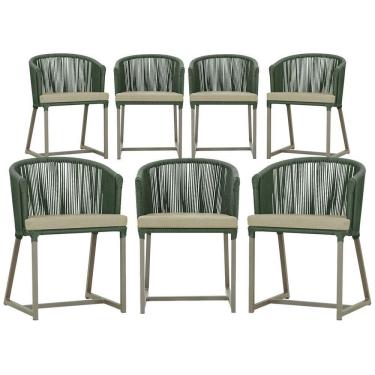Imagem de 7 Cadeiras De Jantar área Noronha Fendi E7 Trama  Verde