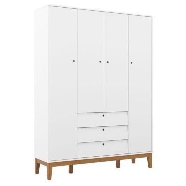 Imagem de Guarda Roupa Infantil 4 Portas Unique Branco Soft Eco Wood - Matic