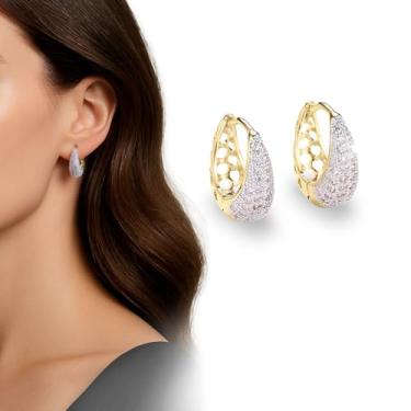 Imagem de Brinco Banhado A Ouro 18k Argola Micro Zircônia Cravejadas