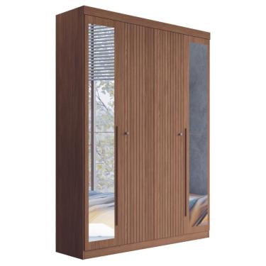 Imagem de Guarda Roupa Casal Com Espelho 4 Portas Elvas Jatobá