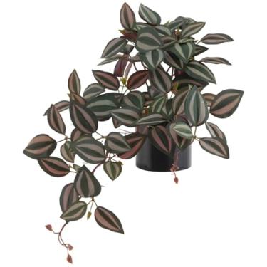 Imagem de Peperomia de melancia falsa com vaso para decoração de casa, planta drapeada artificial verde vibrante para decoração de mesa, folhas impressas realistas,