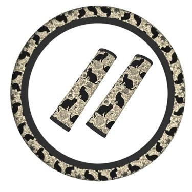 Imagem de Capa para volante de carro elástica antiderrapante com cinto de segurança almofada de ombro para mulheres e homens