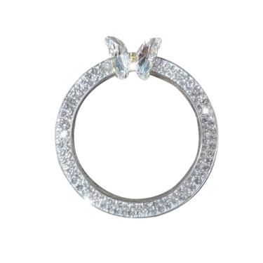 Imagem de HQRNYP Acessórios de carro com emblema de anel brilhante, capa de botão de partida do motor de carro, anel de tampa do botão de pressão para iniciar borboleta de strass brilhante, adesivo de botão de