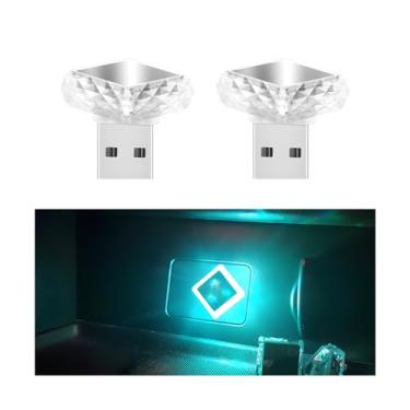 Imagem de Sandfren 2 lâmpadas USB mini LED para atmosfera interior de carro, iluminação noturna portátil para decoração de veículos, interface USB plug-in lâmpada ambiente de porta-malas automotiva, universal