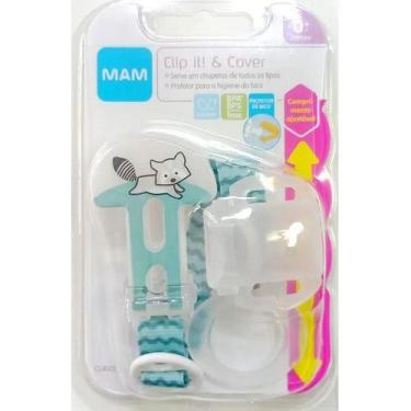 Imagem de Prendedor de Chupeta com Protetor P/ Bico CLIP IT e Cover MAM, Azul