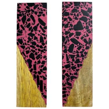 Imagem de Malayan Products | Espaços em branco de resina de madeira híbrida, lâminas de cabo de faca de madeira de manga acrílica, material de artesanato (girafa rosa)