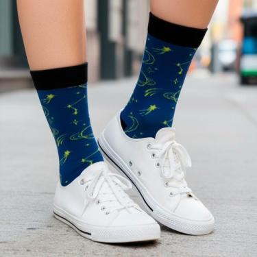 Imagem de Kit Meias Hoahi Cano Alto Longo Algodão Estampadas Divertidas Colorida