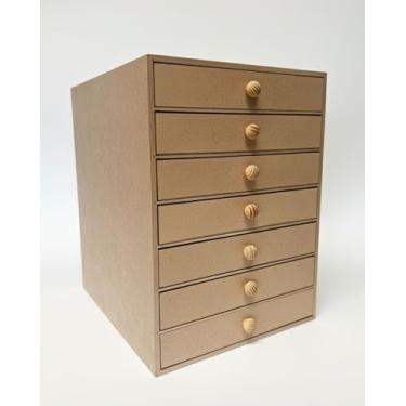 Imagem de Gaveteiro de Mesa em MDF, 7 Gavetas, Organizador para Escritório, Porta Documentos A4