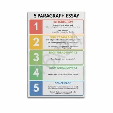 Imagem de CATOPAT Pôster de 5 parágrafos para sala de aula, decoração de sala de aula, escrita, cartaz de leitura, ensino médio, inglês, ELA, sala de aula, pôster de parede para sala de aula, pôsteres estéticos