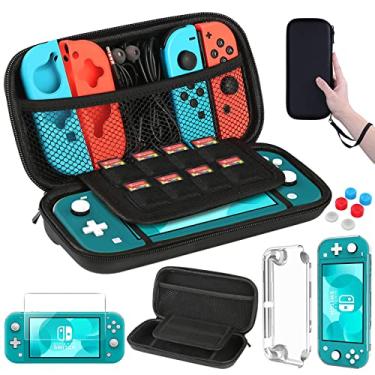 Imagem de HEYSTOP Estojo de transporte Switch Lite para Nintendo Switch Lite com capa protetora, 8 cartuchos de jogos, protetor de tela, tampas de aperto de polegar para acessórios Nintendo
