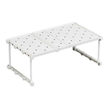 Imagem de MotiveTech Organizador de Armário, Prateleira de Guarda-Roupa, Prateleira Ajustável e Empilhável para Despensa, Organizador de Pratos para Casa, 45cm to 65cm X 25cm