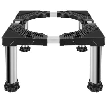 Imagem de Mini suporte de geladeira com 4 pés de armazenamento (28 a 32 cm de altura), bandeja de base ajustável, antivibração para máquina de lavar, suporte de minigeladeira, pedestal, secadora, lava-louças