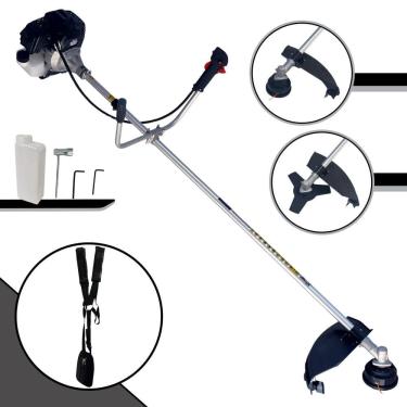 Imagem de Roçadeira Robusta Com Sistema Anti-Vibração Toyama RT43LB25A À Gasolina 2T 43cc 1,7HP 10.000rpm 2 Opções de Corte Com Lâmina 3 Pontas + Carretel Nylon