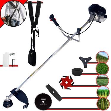 Imagem de Roçadeira Robusta Toyama RT43LB25A À Gasolina 2T 43cc 10.000rpm 1,7HP Completa 5 Opções de Corte Com Facas 2 Pontas, 3 Pontas, 6 Pontas e 80 Dentes