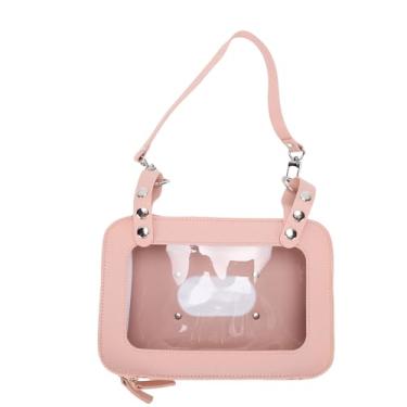 Imagem de Asixxsix Bolsa para Bolsa de Fraldas, Dispensador de Lenços Umedecidos de Couro PU Com Alça de Ombro Ajustável para Viagem de Mochila de Carrinho, Fácil Puxar Com Uma Mão, Fecho de (Rosa)