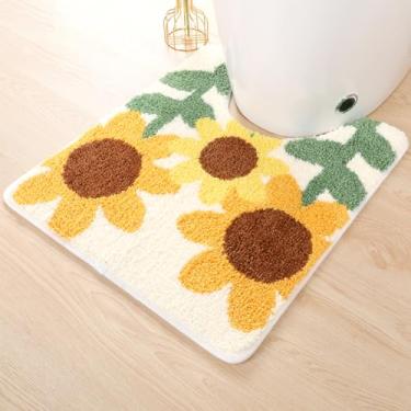 Imagem de Molesun Tapete de banho floral, tapete de banheiro antiderrapante macio tapete de microfibra bonito tapete de banho para crianças, tapete felpudo grosso absorvente de água para quarto, cozinha