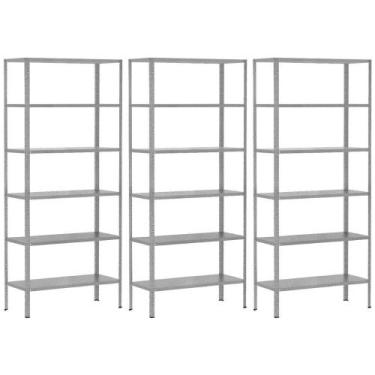 Imagem de 3 Estante Para Livros Sala Almoxarifado Multiuso De Aço 6 Prateleiras 