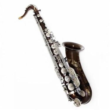 Imagem de Instrumento de saxofone saxofone tenor B instrumento plano de latão niquelado saxofone profissional com caixa acessórios para instrumento (D)