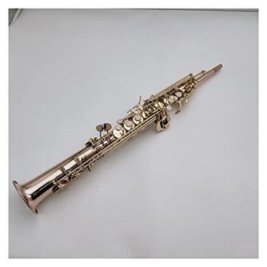 Imagem de Kit de saxofone para iniciantes saxofone soprano B liso fósforo bronze cobre instrumentos musicais profissionais com estojo bocal instrumento de sopro (cor: cinza claro)