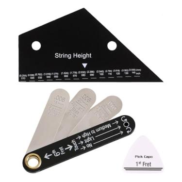 Imagem de menolana Conjunto de 3 peças para medição da altura cordas e do tensor da guitarra, ideal para luthiers e construtores de guitarras elétricas baixos, Style C